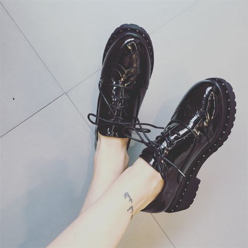 Chaussures de printemps femme en PU ronde Style romain, étanche, Génoise, rivet, avec perles, avec lacets, la 