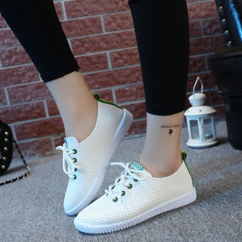 Chaussures de printemps femme en PU pointu avec lacets, creux - simple semelle caoutchouc Ref 999330