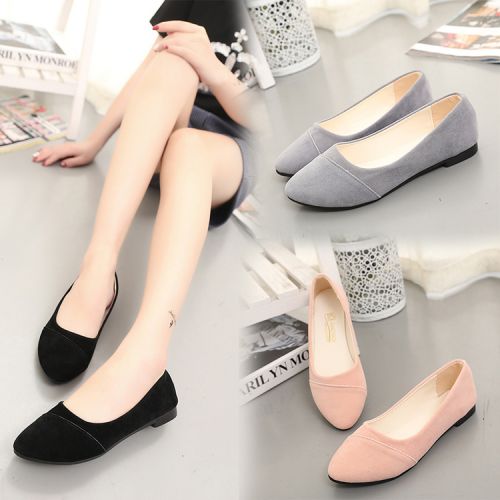Chaussures de printemps femme en vache, Nubuck, pointu ouverture profonde- semelle caoutchouc - Ref 999365