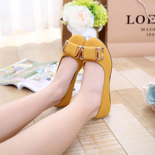 Chaussures de printemps femme en tissu ronde ouverture profonde, moraillon, paillette, arc - loisir semelle polyuréthane