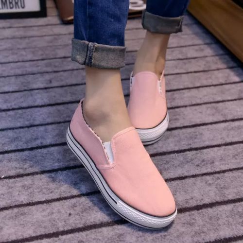 Chaussures de printemps femme en PU ronde avec lacets - loisir semelle fond composite Ref 999405