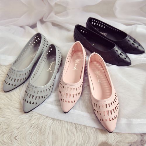 Chaussures de printemps femme en PU pointu creux - loisir semelle caoutchouc Ref 999411