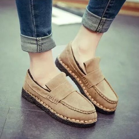 Chaussures de printemps femme en velours côtelé ronde chaîne - semelle caoutchouc Ref 999568