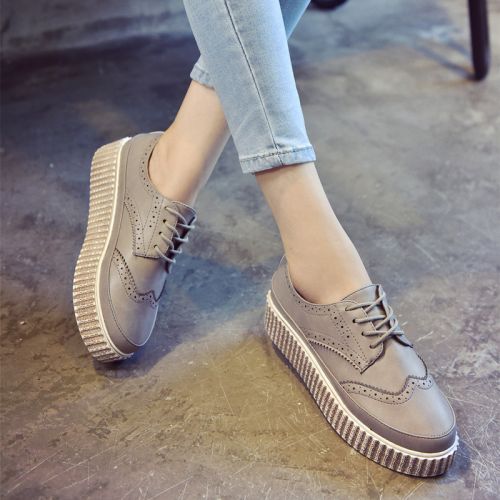 Chaussures de printemps femme en fibre Superfine ronde avec lacets - Angleterre semelle caoutchouc Ref 999647