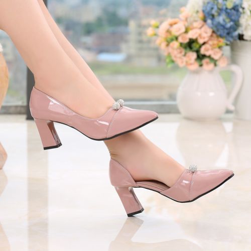 Chaussures de printemps femme en Manteau peinture pointu avec perles, ouverture profonde- élégant - semelle