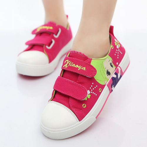 Chaussures de tennis enfants en toile brodé pour printemps - semelle caoutchouc naturel Ref 1003069