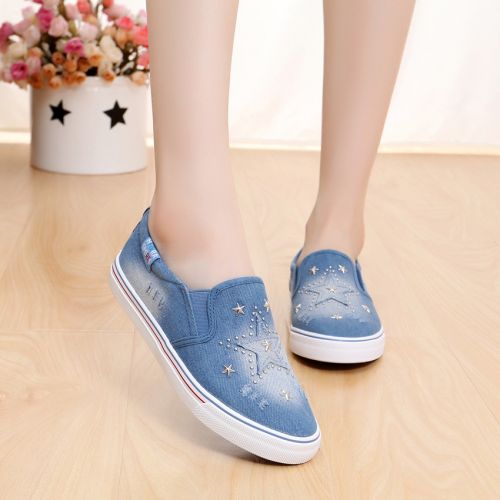 Chaussures de tennis enfants en toile avec perles pour printemps - semelle caoutchouc Ref 1003212