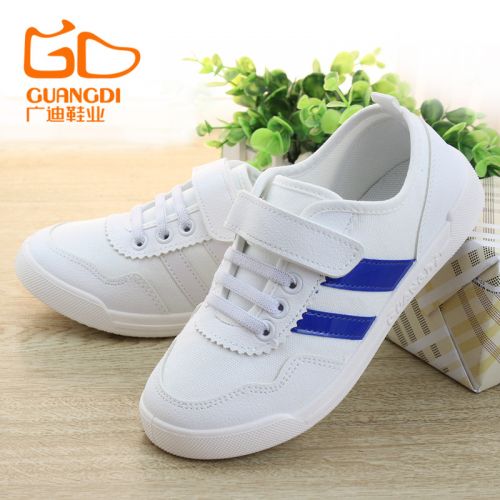 Chaussures de tennis enfants en toile coutures cuir pour printemps - semelle plastique Ref 1003311