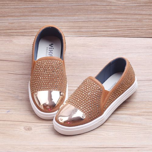 Chaussures de tennis enfants en similicuir avec perles pour printemps - semelle plastique Ref 1004252