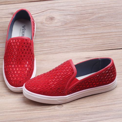 Chaussures de tennis enfants en similicuir avec perles pour printemps - semelle plastique Ref 1005147