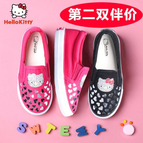 Chaussures de tennis enfants en toile HELLO KITTY pour printemps - semelle vulcanisation Ref 1006335