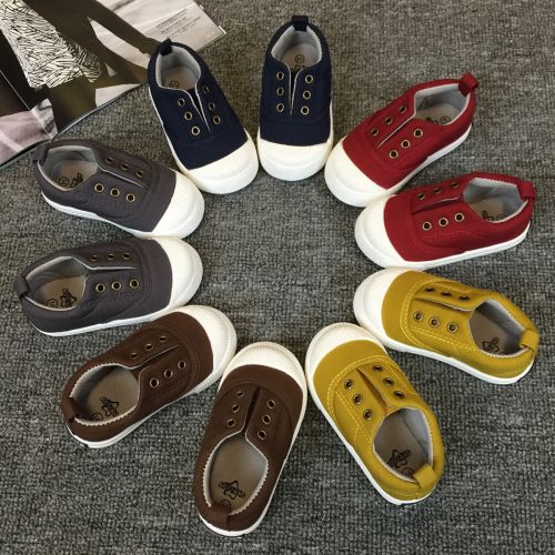 Chaussures de tennis enfants en toile pour printemps - semelle caoutchouc antidérapant Ref 1006789