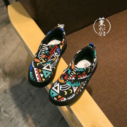 Chaussures de tennis enfants en toile brodé pour printemps - semelle caoutchouc Ref 1006996