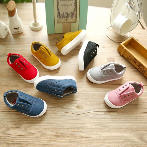 Chaussures de tennis enfants en toile rivet pour printemps - semelle caoutchouc Ref 1007841