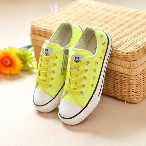 Chaussures de tennis enfants en toile rivet pour printemps - semelle caoutchouc Ref 1007885