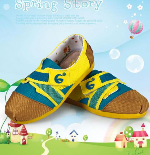 Chaussures de tennis enfants en toile coutures cuir pour printemps - semelle caoutchouc Ref 1007999