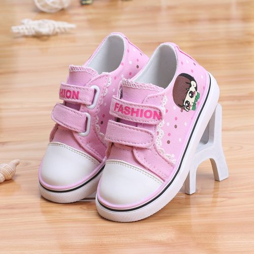 Chaussures de tennis enfants en toile brodé pour Toute saison - semelle caoutchouc naturel Ref 1009325