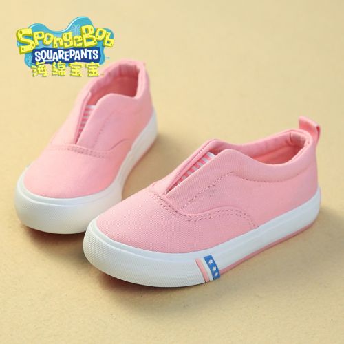 Chaussures de tennis enfants en toile SPONGEBOB SQUAREPANTS pour printemps - semelle caoutchouc Ref 1010385