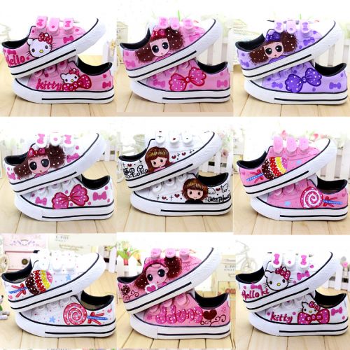 Chaussures de tennis enfants en toile brodé pour printemps - Ref 1010540