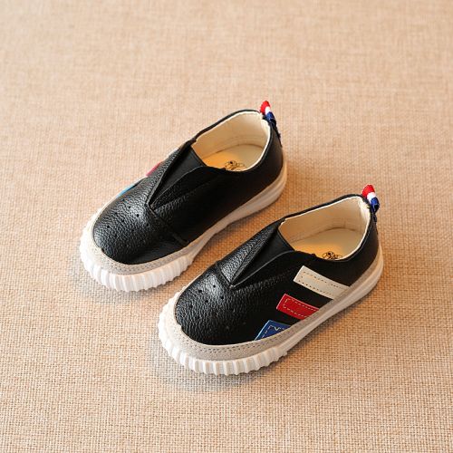 Chaussures de tennis enfants en similicuir coutures cuir pour printemps - semelle caoutchouc antidérapant Ref 1011817