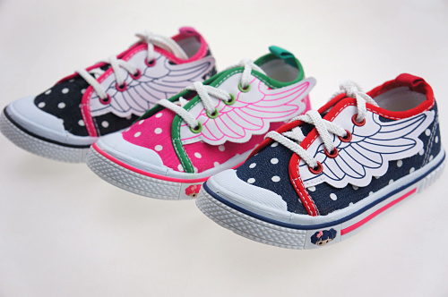 Chaussures de tennis enfants en toile coutures cuir pour printemps - semelle plastique Ref 1011937