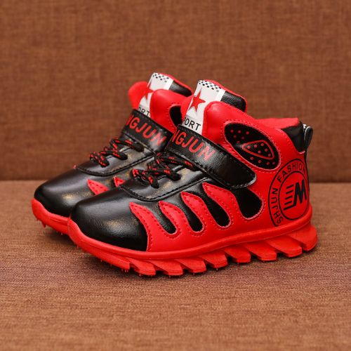 Chaussures de tennis enfants en similicuir coutures cuir pour hiver - semelle caoutchouc antidérapant Ref 1012061