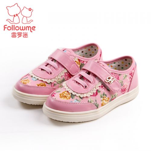 Chaussures de tennis enfants en similicuir FOLLOW ME brodé pour printemps - semelle fond composite Ref 1012220