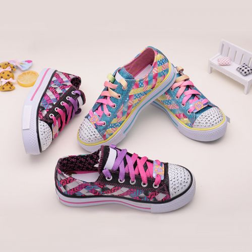 Chaussures de tennis enfants en tissu avec perles pour Toute saison - semelle caoutchouc antidérapant Ref 1012478
