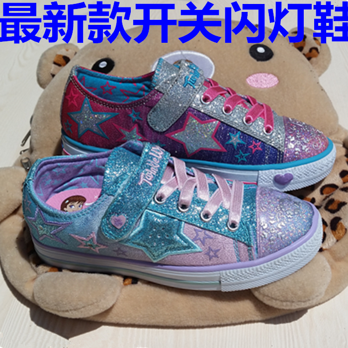 Chaussures de tennis enfants en toile SKECHERS avec perles pour Toute saison - semelle caoutchouc Ref 1013293