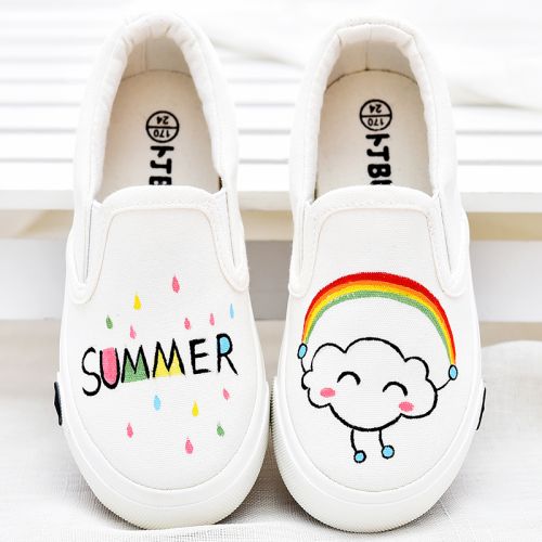 Chaussures de tennis enfants en toile pour printemps - Ref 1013594