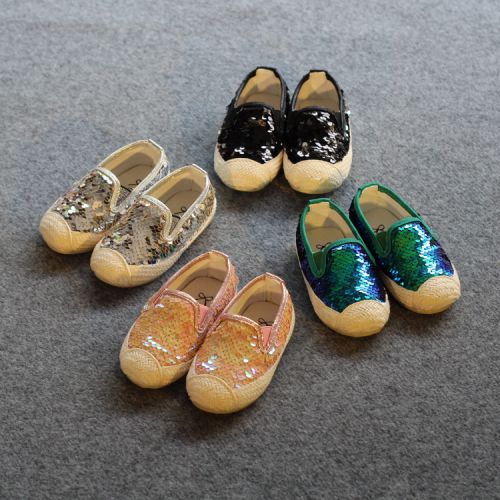 Chaussures de tennis enfants paillette pour printemps - semelle caoutchouc Ref 1014965