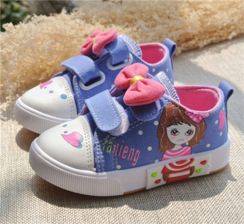 Chaussures de tennis enfants en toile coutures cuir pour printemps - Ref 1016870