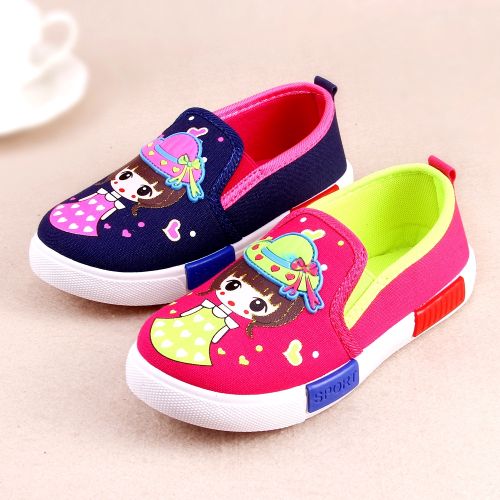 Chaussures de tennis enfants en toile pour printemps - semelle caoutchouc antidérapant Ref 1017814
