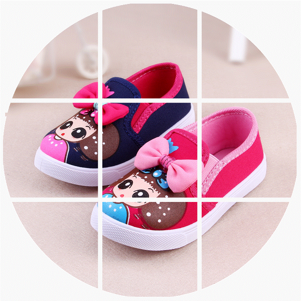 Chaussures de tennis enfants en toile pour printemps - semelle caoutchouc antidérapant Ref 1017902
