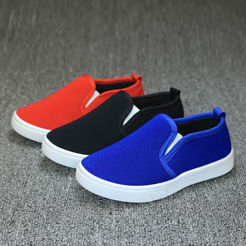 Chaussures de tennis enfants en toile coutures cuir pour printemps - semelle caoutchouc Ref 1020390