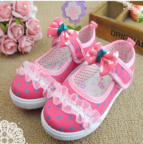 Chaussures de tennis enfants en toile brodé pour printemps - semelle plastique Ref 1020512