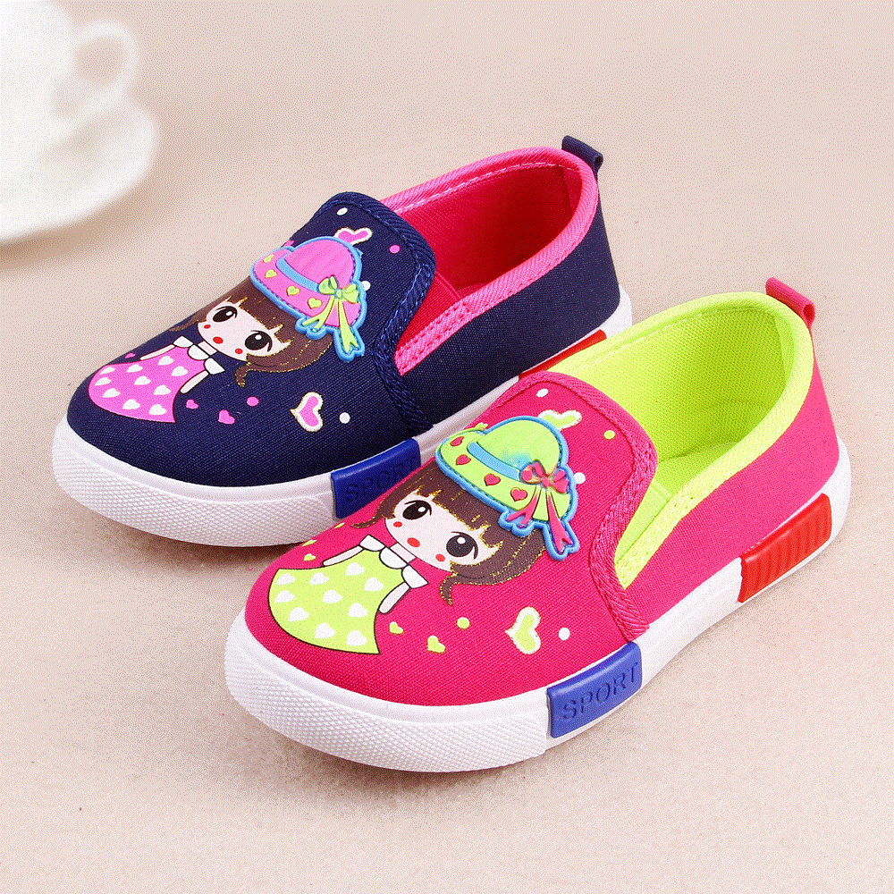 Chaussures de tennis enfants en toile pour printemps - semelle caoutchouc antidérapant Ref 1020626