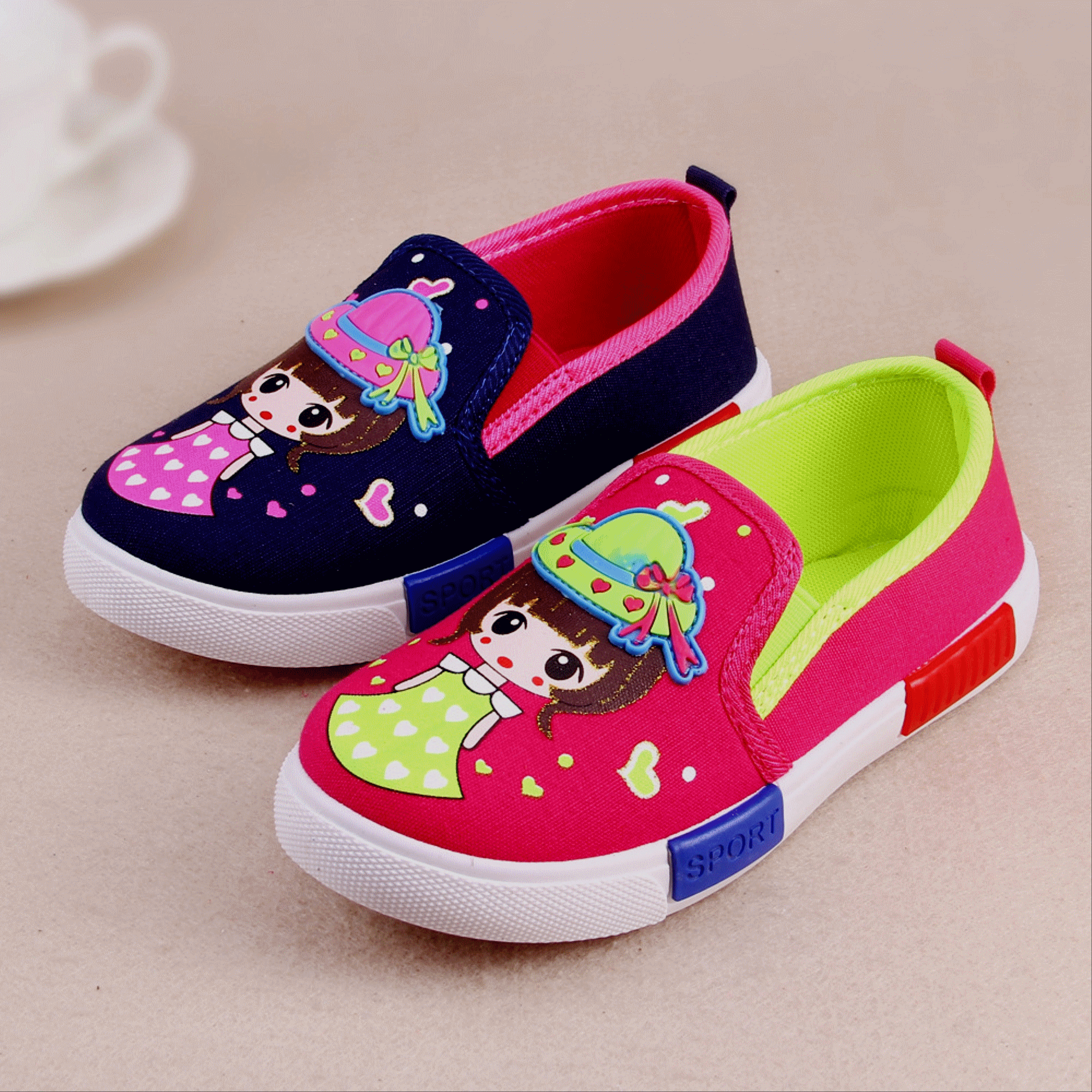 Chaussures de tennis enfants en toile pour printemps - semelle caoutchouc Ref 1020687