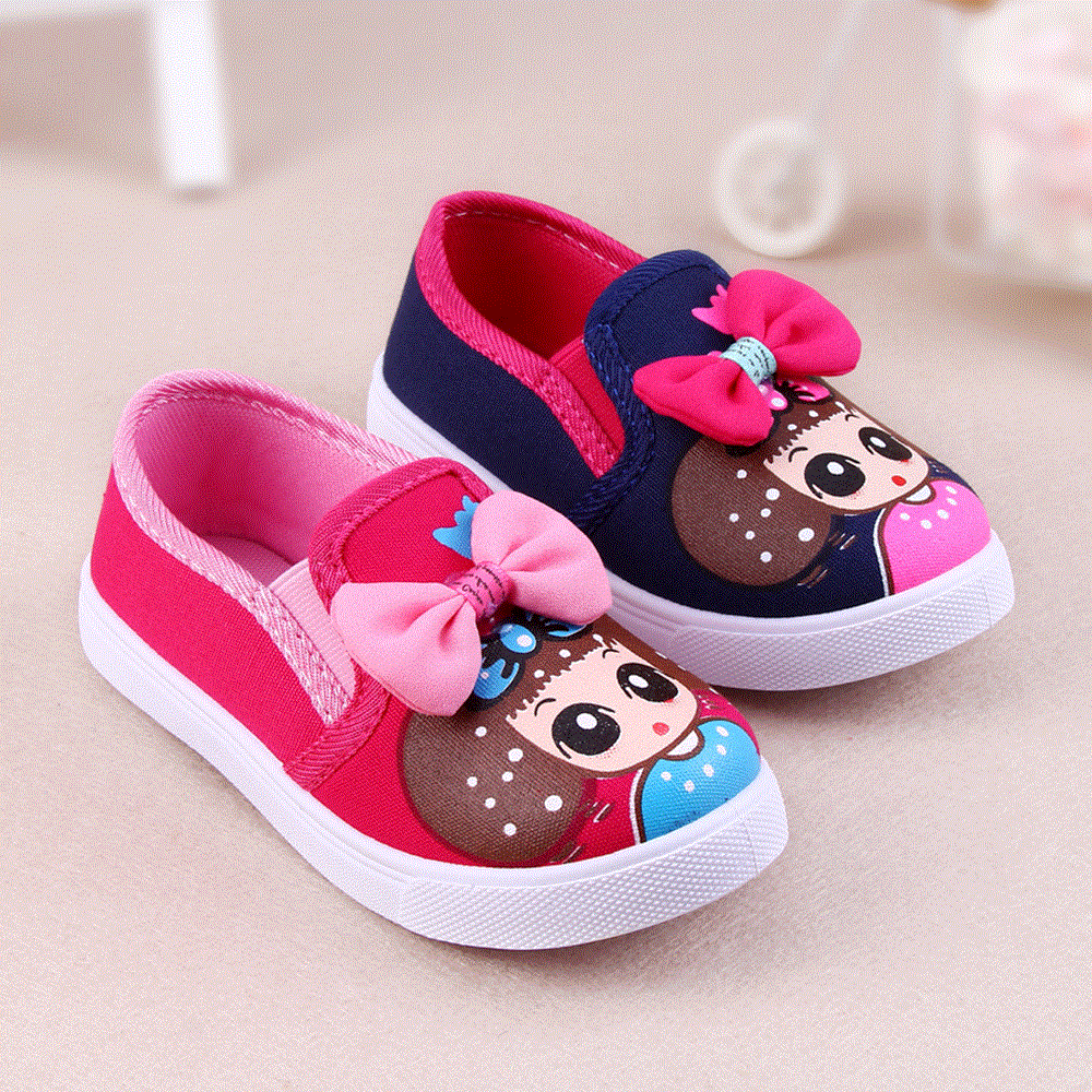 Chaussures de tennis enfants en toile pour printemps - semelle caoutchouc antidérapant Ref 1020874