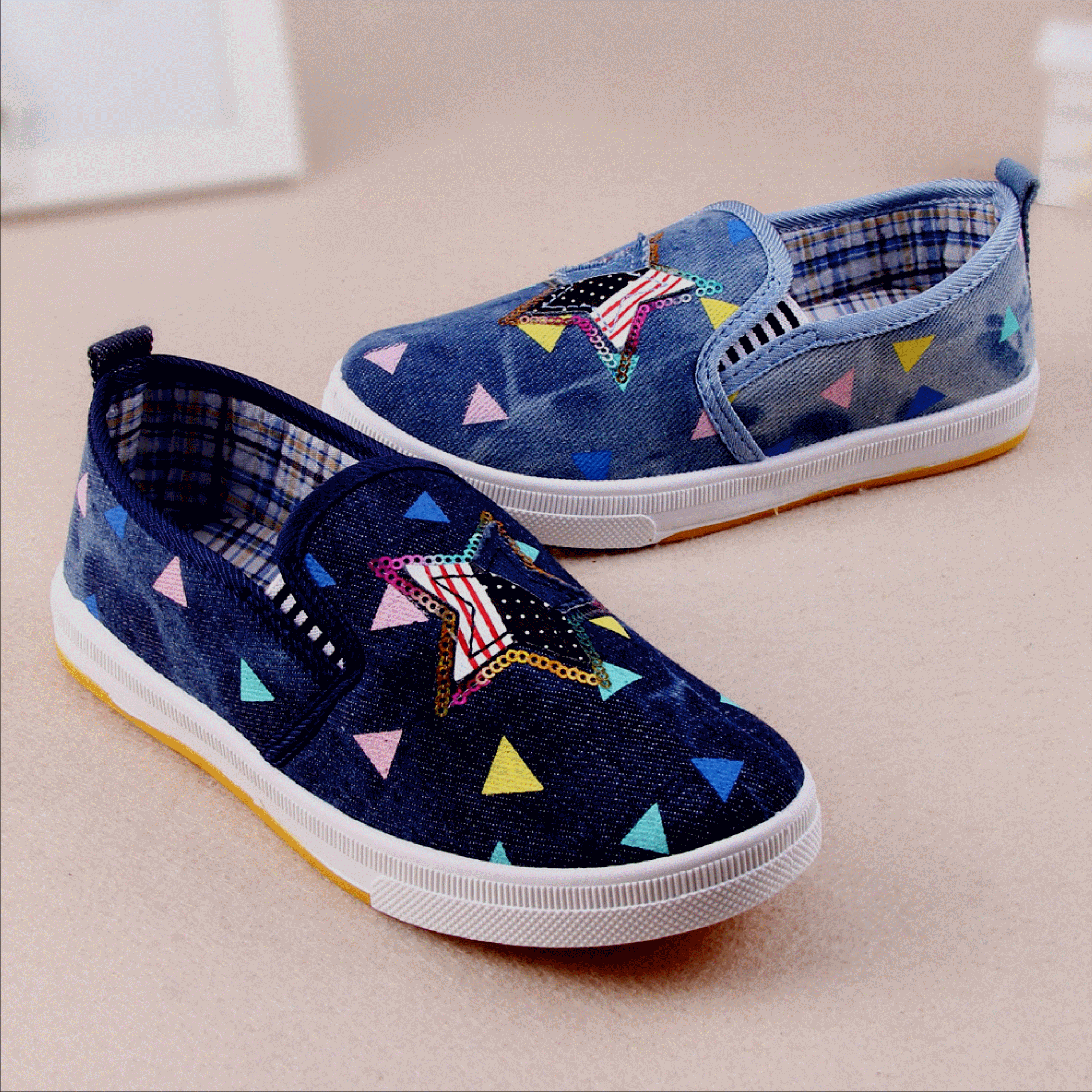 Chaussures de tennis enfants en toile pour printemps - semelle caoutchouc antidérapant Ref 1020931