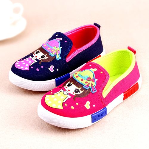 Chaussures de tennis enfants en toile pour printemps - semelle caoutchouc antidérapant Ref 1020978