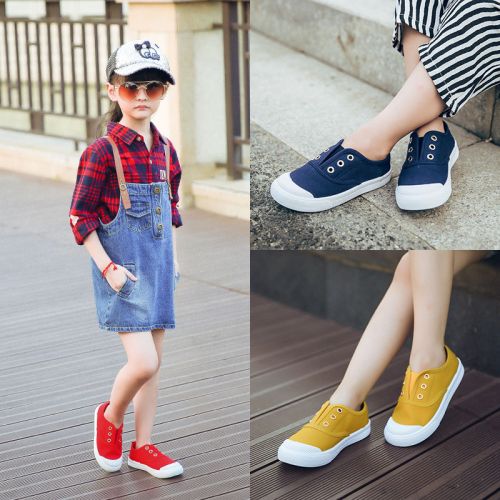 Chaussures de tennis enfants en toile creux pour printemps - semelle caoutchouc antidérapant Ref 1021380