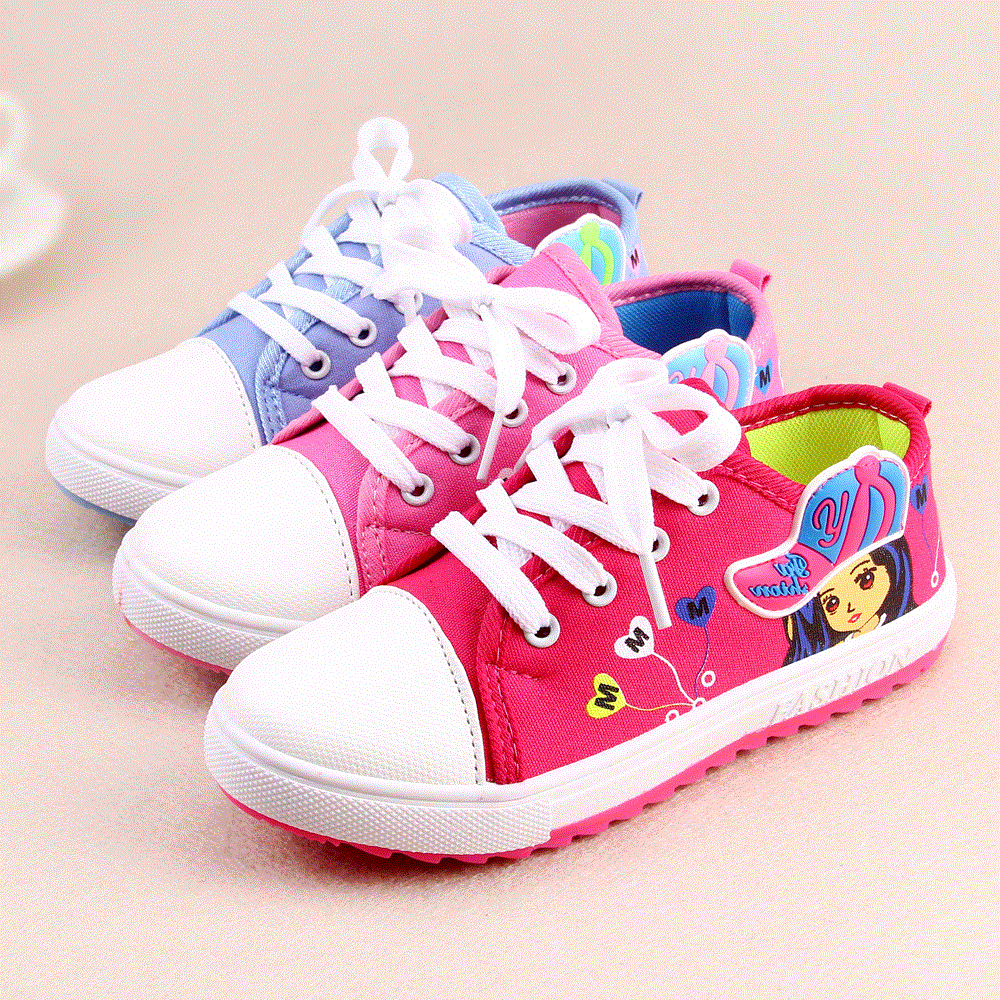 Chaussures de tennis enfants en toile pour printemps - semelle caoutchouc antidérapant Ref 1021417