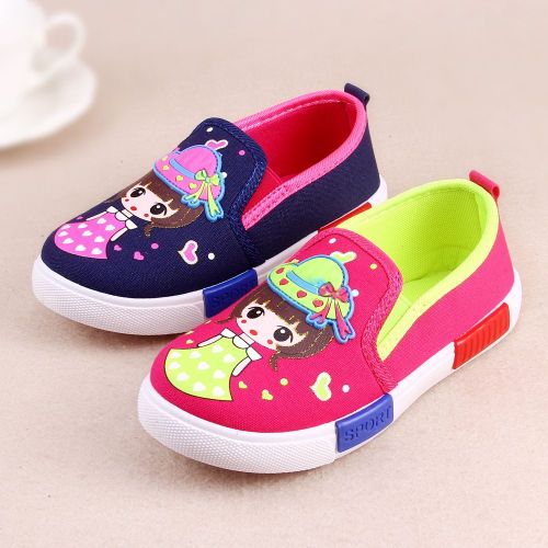 Chaussures de tennis enfants en toile pour printemps - semelle caoutchouc antidérapant Ref 1021468