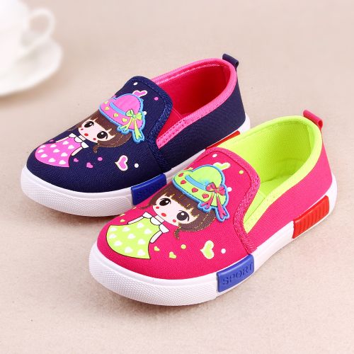 Chaussures de tennis enfants en toile pour printemps - semelle caoutchouc antidérapant Ref 1021978