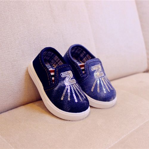 Chaussures de tennis enfants en toile paillette pour printemps - semelle caoutchouc naturel Ref 1024623