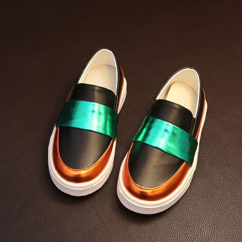Chaussures de tennis enfants en similicuir coutures cuir pour printemps - semelle caoutchouc Ref 1025002