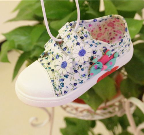 Chaussures de tennis enfants en toile brodé pour printemps - semelle caoutchouc antidérapant Ref 1025594