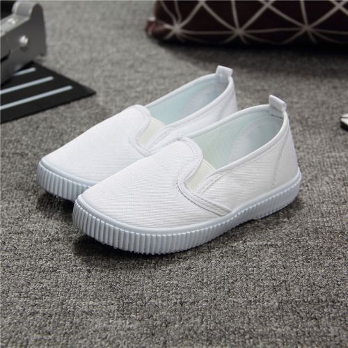 Chaussures de tennis enfants en toile coutures cuir pour printemps - semelle caoutchouc Ref 1025789