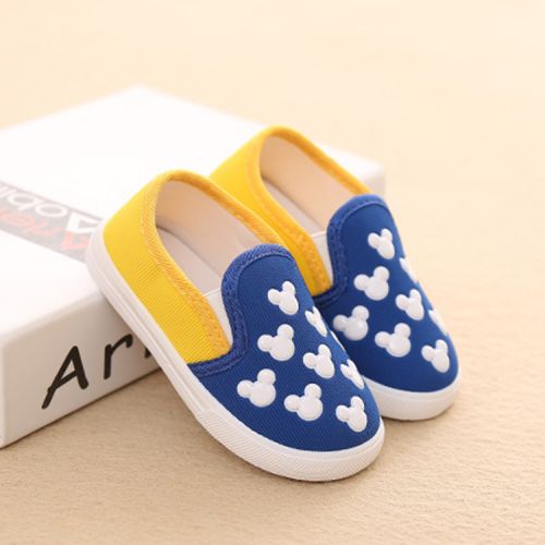 Chaussures de tennis enfants en toile coutures cuir pour printemps - semelle caoutchouc Ref 1025830